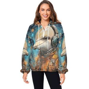 KAAVIYO Fancy Aquarel Dolfijn Pluizige Jas Trui Hoodie Hooded Zakken Fuzzy Fleece Sweatshirt Ronde hals Truien Hoodies voor Meisjes Vrouwen, Patroon, S