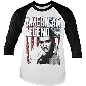 Officieel gelicenseerd Elvis Presley - American Legend Baseball 3/4 Mouw T-shirt (Zwart-wit), XX-Large
