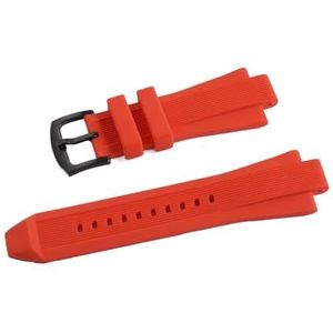Jeniko 29 mm x 13 mm horlogeband compatibel met Michael Kors Mk8184 8729 9020 MK8152 MK9020 MK9026 siliconen horlogebandaccessoires met verhoogde mond(Color:Red Black Buckle)