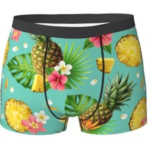 ZJYAGZX Tropische Ananas Print Heren Boxer Slips Trunks Ondergoed Vochtafvoerend Heren Ondergoed Ademend, Zwart, XL