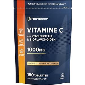 Vitamin C 1000 mg | Complex met Rozenbottel en Bioflavonoïden | 180 Veganistische Tabletten - 6 Maanden Voorraad | Vitamine C Supplement | van Horbaach