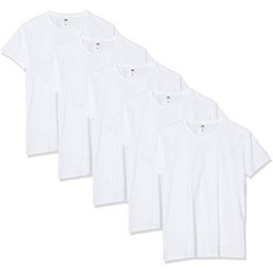Fruit of the Loom Iconisch T-shirt voor heren, lichtgewicht ringgesponnen T-shirt, verpakking van 5 stuks, Wit (Wit 30), 4XL