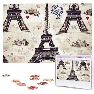 KHiry Puzzels, 1000 stukjes, gepersonaliseerde legpuzzels in het Frans Parijs Tour Eiffeltoren Foto Puzzel Uitdagende Foto Puzzel voor Volwassenen Personaliz Jigsaw met opbergtas (74,9 cm x 50 cm)