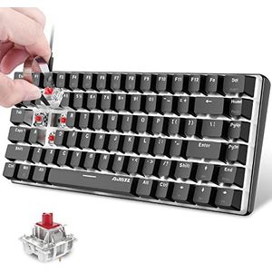Hotswapple 80% Gaming-Toetsenbord Mechanisch Red Switch Wired Keyboard met White LED Backlit ABS Keycap USB-type C Ergonomische 82 Toetsen Anti-ghosting QWERTY voor PC Laptop Mac-Zwart