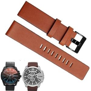 dayeer Koe lederen horlogeband voor Diesel horlogeband DZ7312 | DZ4323 | DZ7257 Platte horlogeband met roestvrijstalen gesp (Color : Brown Black, Size : 28mm)