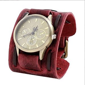 Punk Retro Armband Horloge Leer Gothic Mode Manchet Sieraden Brede Lederen Mode Manchet Polshorloge (Color : C)