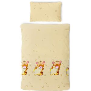 Gräfenstayn® Kinderbeddengoedset, 2-delig, diermotief en geïntegreerde ritssluiting, van 100% katoen, dekbedovertrek 135 x 100 cm en kussensloop 60 x 40 cm, teddy en ster