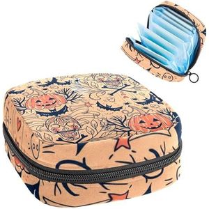 Opbergtas voor maandverband, menstruatiecup zakje, menstruatiezakorganizer voor vrouwelijke pads tampons, Halloween suiker schedel pompoen