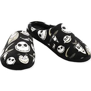 The Nightmare Before Christmas Jack Sally Adult Women's Scuff Slide On Slippers (Small, Black)