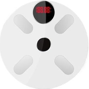 Weegschaal Badkamerweegschaal Elektronische Weegschaal Zonne-oplaadweegschaalweegapparaat Personenweegschaal(White)