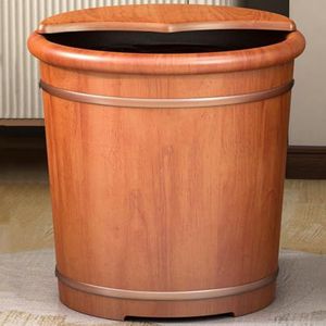 PA-DABAOO Houten Voetbad, Voetbad, Thuisvoetbad, Verdikte Voet Ontspanspa -Emmer Set, Geschikt Voor Wassen, Weken, Massage, Sauna Voet Bad Spa Foot Care,40cm