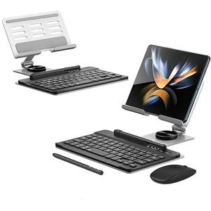 BeisDirect Opvouwbare roterende toetsenbordstandaard voor Samsung Galaxy Z Fold 4/Fold 3 met draadloos Bluetooth-toetsenbord/muis/handschrift pen draadloos verbindt Z Fold 3 4 toetsenbord (zilver)