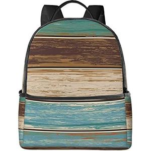 EVANEM Laptop Rugzak Lichtgewicht Reizen Rugzak Schouders Tas Rustieke Houten Plank Gedrukt Voor Reizen Mannen Vrouwen, Zwart, One Size, Reizen Rugzakken