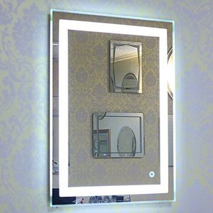 Drumm LED badkamerspiegel, 60 x 80 cm, badkamerspiegel met verlichting, spiegel met touch-schakelaar, wandspiegel, 6500 K, koud wit