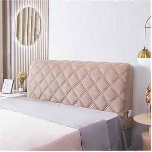 Stretch bed hoofdeinde Cover hoofdeinde, Luxe zachte dikke fluwelen gewatteerde hoofdeindehoes All-inclusive korte pluche quiltende bedhoofdhoes Effen kleur rugleuninghoes(Khaki,W160 x H70cm)