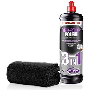detailmate Menzerna polijstset: Menzerna 3-in-1 Medium Cut - 1 liter + microvezeldoek 550 GSM, 40 x 40 cm