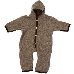 Cosilana, Baby fleece overall met omslag, 60% scheerwol (kbT), 40% katoen (KBA), bruin melange, 62-68