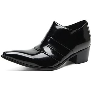 ZZveZZ Heren Rood Goud Zwart Casual Leren Schoenen Business Casual Verhoogde Korte Laarzen (Color : Black, Size : 44 EU)