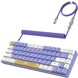 YINDIAO T8 60% Mechanisch Gamingtoetsenbord,68 Toetsen,US Layout Bedraad Toetsenbord,18 RGB Achtergrondverlichting,Blauwe Schakelaar,Pro Gerolde USB-C Kabel,voor PC,Mac,PS4 -Paars