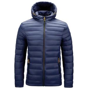 Pegsmio Katoen Gewatteerde Kleding Mannen Casual Jassen Mode Outdoor Winter Warm Winddicht Hooded Jassen, Donkerblauw, M