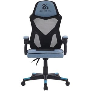 Newskill Gamingstoel van ademende stof, mesh-rugleuning, bureaustoel, in hoogte verstelbaar, vaste armleuning, in hoogte verstelbaar, ergonomisch, geïntegreerde hoofdsteun, tot 150 kg, blauw