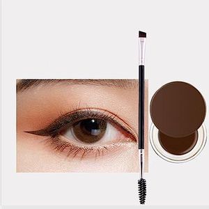 Waterproof Eyeliner Gel - 2 In 1 Long-lasting Waterproof Eyeliner/Eyebrow Gel with Brush - High Pigmented Gel Eye Liner (02# Natural Brown)