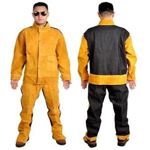 Zwaar uitgevoerde leren laspakken met brandwerend en hitte-isolatie for lasbeschermingskleding Speciaal beschermend pak(Orange,XXXL)