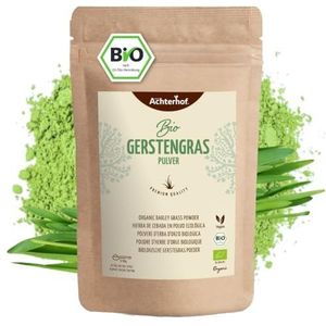 Achterhof Gerstegraspoeder, biologisch, 500 g, zuiver en natuurlijk superfood in rauwkostkwaliteit, regelmatige voedingswaarde-controles, uit Duitse teelt