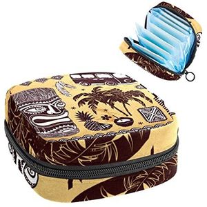 Maandverband Opbergtas,Draagbare maandverband Opbergzak,Vintage totem, Meerkleurig, 4.7x6.6x6.6 in/12x17x17 cm