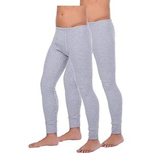BestSale247 Set van 2 thermische onderbroeken voor heren, lange thermo-onderhemd, ski-ondergoed, thermisch ondergoed, katoen, grijs, L