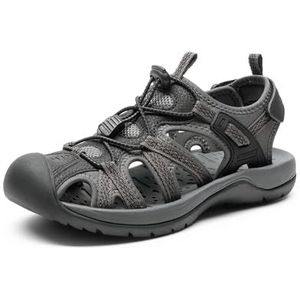 DREAM PAIRS Huaraches Wandelsandalen voor dames, sportsandalen voor dames, zwart/lichtgrijs, 37 EU