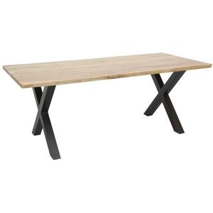 AUBRY GASPARD Rechthoekige tafel van Acacia, voet X L220 EP. 35 mm