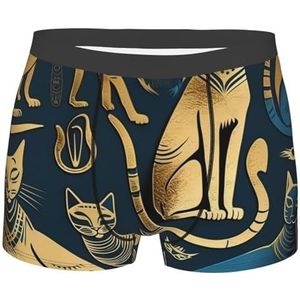 501 Egyptische Kat Mythologie Oude Gouden Heren Boxers Shorts Comfortabele Atletische Ondergoed Getailleerde Slips Ingerichte Elastische Boxers Trunk, Boxer Slips 2877, M