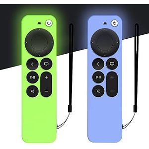 DAZUAN 2 stuks siliconen hoes voor Apple TV 4K 2021 afstandsbediening, schokbestendig, duurzaam, zijdezacht, full-body beschermhoes voor Siri 6e generatie afstandsbediening met anti-verlies-touw