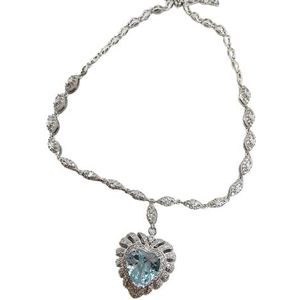 Kettingen voor vrouwen 12MM hart blauwe topaas ketting S925 zilveren sieraden cadeau jubileum feestcadeau for vrouwen