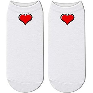 Rood Hart 3D Gedrukte Happy Socks Vrouwen Rode Liefde Grappige Roze Sokken Unisex Love Heart Zoete Laag Uitgesneden Enkelsokken