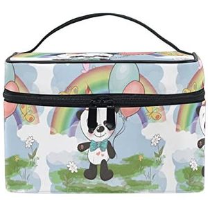 Leuke regenboog panda ballon make-up tas voor vrouwen cosmetische tassen toilettas trein koffer