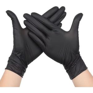 20/50/100 stuks zwarte nitril handschoenen, wegwerppoedervrij, for keuken, afwas, haarverf, tatoeages en reiniging(Black 20PCS,S)