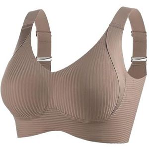 Geribbelde push-up bh voor dames, verstelbaar, volledige dekking, ademende ondersteuning(1pcs Coffee,3X-Large)