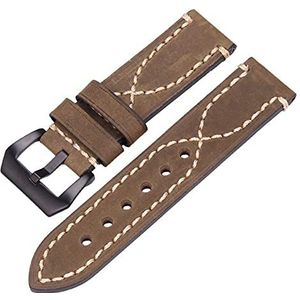 Horlogeband, handgemaakte lederen band mannen vrouwen zwart bruin groen grijs 22 mm 24 mm dikke band stalen gesp, armband