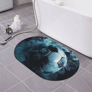 OPSREY Voetbal in rook badmat Diatomeeënaarde badmat super absorberende deurmat sneldrogend gebied tapijt voor woondecoratie 15,7 x 23,6 inch