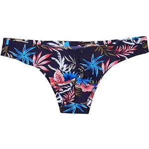 Underwear for man Men Smooth Soft Printed Thin Low Waist Bikini Ice Silk Briefs 3 Pieces-Navy Blue,L
