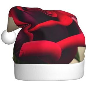 SSIMOO Een rode roos pluche kerstmuts voor volwassenen, feestelijke feesthoed, ideaal feestaccessoire voor bijeenkomsten