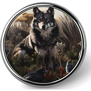 Gray Wolf Wildlife Pin Badge Ronde Identiteit Pins Broches Knop Badges Voor Hoeden Jassen Decor