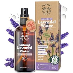 BIONOBLE Lavendel Hydrolaat Bio – Verzacht, Zuivert & Reguleert – Biologische Lavendelspray voor Gezicht, Lichaam & Haar – 100% Natuur, Gemaakt in Frankrijk – 100ml Glazen Fles
