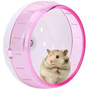 Hamsterwiel, 11,5 cm Plastic Silent Spinner Hamster Oefening Loopwiel Speelgoed voor kleine huisdieren Syrische hamster Rat Gerbil(Roze)