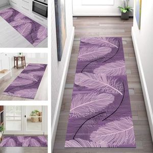 SGLGSTORE Tapijtloper Vloerkleed Anti-slip Keukentapijt Tapijten Wasbaar Woonkamer Slaapkamer Hal Donkerpaars Keukenloper Tapijtmatten Deurmatten Lopers Badmatten 80X500CM Wasserij Tapijtpads