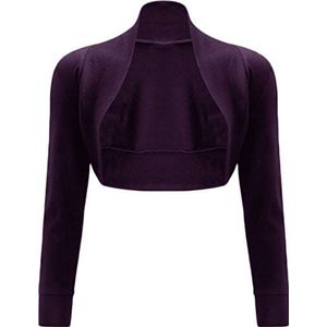 Hamishkane® Damesschouderophalingen, lange mouwen, cardigan, crop top, lichte open voorkant, bolero-cardigans voor dames, perfecte mini-blouse voor gelaagdheid over zomerjurken, Paars, 42-44