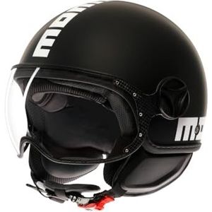 Momodesign FGTR Classic E2206 jethelm, open motorhelm en scooter, voor dames en heren, matzwart/wit, maat M