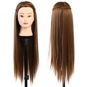 Cosmetische Mannequin Hoofd - Goud Bruin - Multifunctioneel - Hittebestendig - Lange Haren